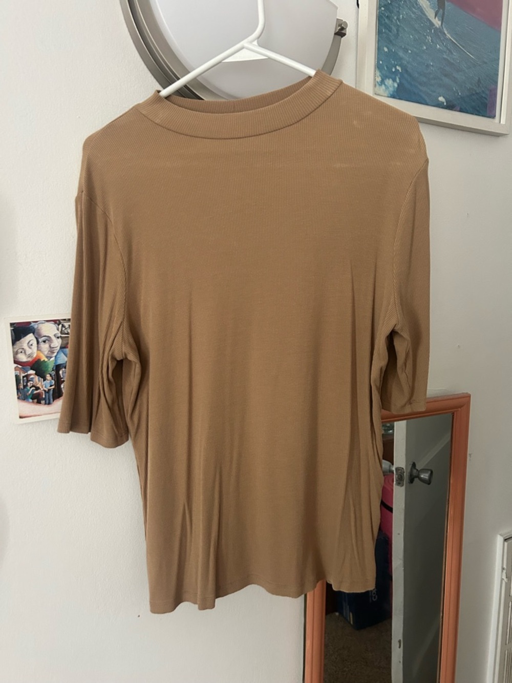 a new day Ribbed Short Sleeve Top - Camel Brown